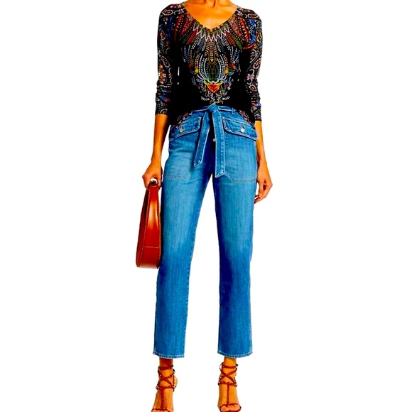 Veronica Beard Rinley Cropped, Straight Leg, High-Rise Jeans - Picture 1 of 16